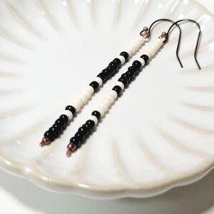 seed bead earrings 682#mfs Seed Beaded minimalist stick earrings sweater stripes